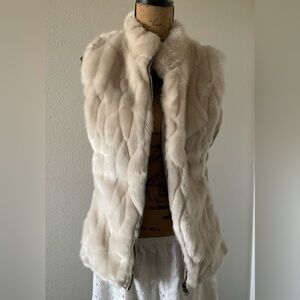 Y2K Elegant Reversible Faux Fur & Satin Sleeveless Vest Size S